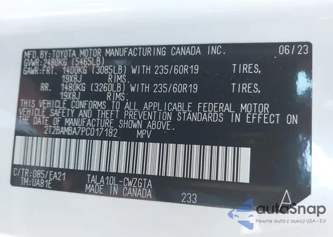 2023 Lexus Rx 350 Premium z USA, uszkodzony, nr VIN 2T2BAMBA7PC017182